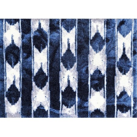 Homeroots 2 x 3 ft. Shades of Blue Abstract Stripes Washable Floor Mat, 2PK 401048